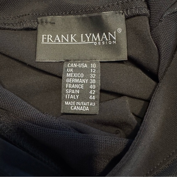 NWT Frank Lyman Designs Short Sleeve Mesh Front Boat Neck Black Top Sz 10 - Picture 8 of 11